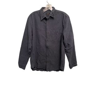 J. Crew Men's Size M 100% Cotton Blue Flannel Button Shirt Leather Elbow Patches